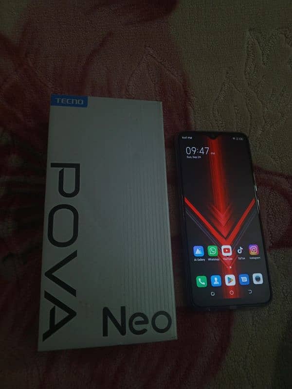 techno pova neo with box charger back cover 1