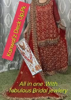 Splended Red Bridal LEHNGA fish tail with Elegant Matching JEWLERY