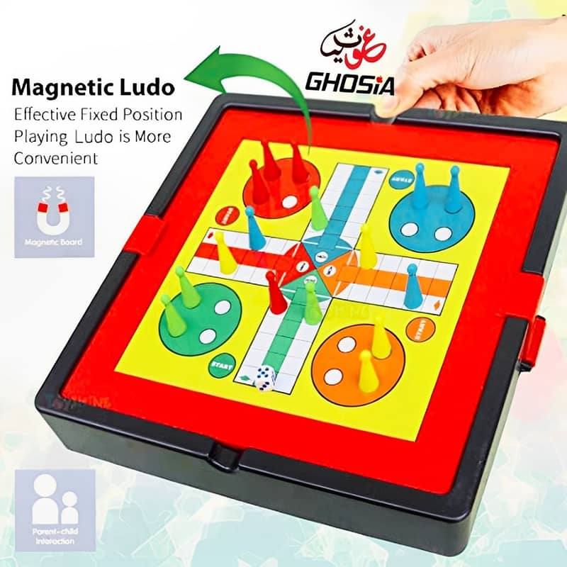 Magnetic 4 Player Ludo with Lock Clip and Storage Space 2