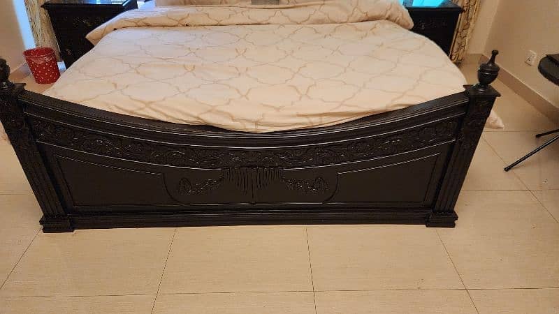 king size solid wood with carving bed set 6