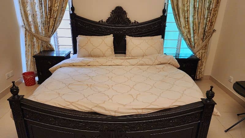 king size solid wood with carving bed set 7