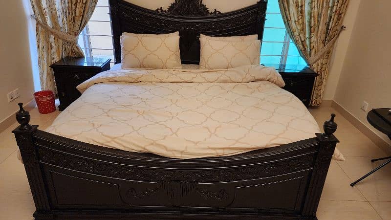 king size solid wood with carving bed set 8