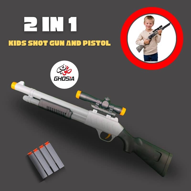 2 in 1 Soft Bullet Launcher Nerf Blaster Shot Gun & Guns 2