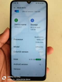 oppo F17 8+5/128 with box exchange possible panel change hai finger ni