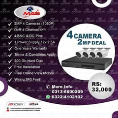 Complete Package 4 Cctv 2mp Cameras Only 32000 with installation