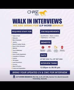 Chase Plus walk In Interview