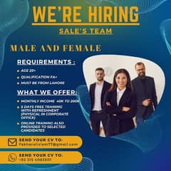 sales and marketing staff male & female