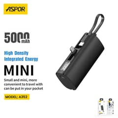 Aspor A352 2 Type-c Flexible Portable Mini 5000mah Power Bank