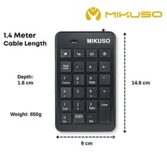 MIKUSO KB-047U 23 Keys Slim Wired USB Number Pad for Office