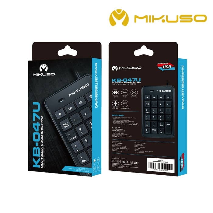 MIKUSO KB-047U 23 Keys Slim Wired USB Number Pad for Office 2