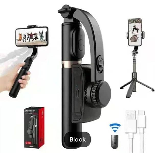 #Q08 Folding Gimbal Stabilizer Smartphone Tripod Selfi Stick Handheld 1