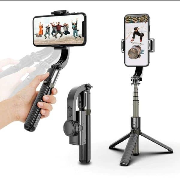 #Q08 Folding Gimbal Stabilizer Smartphone Tripod Selfi Stick Handheld 2