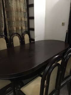 Full size pure wooden dinning table with 9 chairs