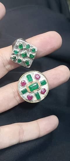 Swat emeralds,  ruby Rings 925 silver handmade rings