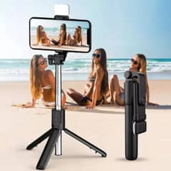 selfie stick with LED light mini tripod stand