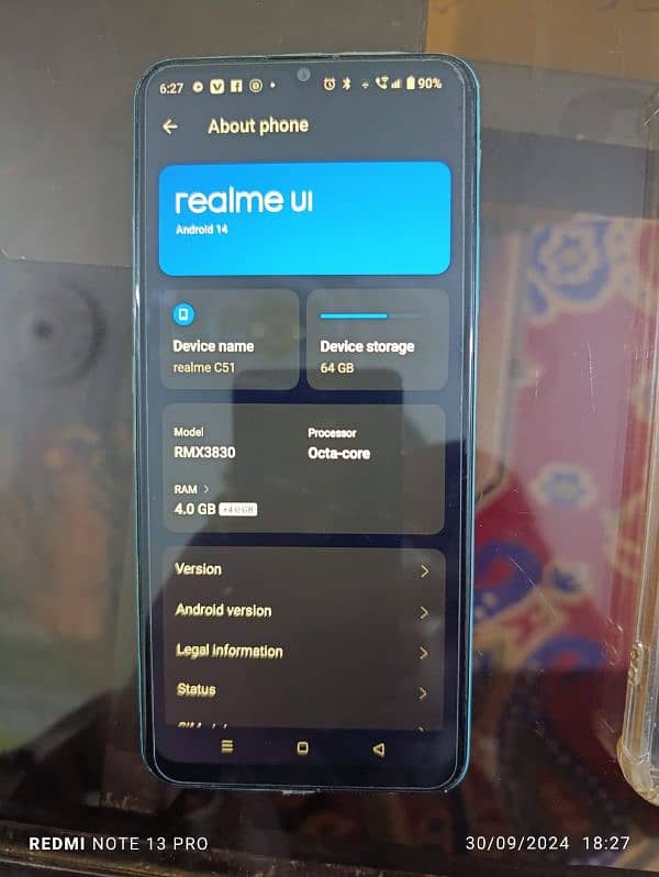 Realme c51 4+4gb 64gb 10 by 10 condition only mobile 3