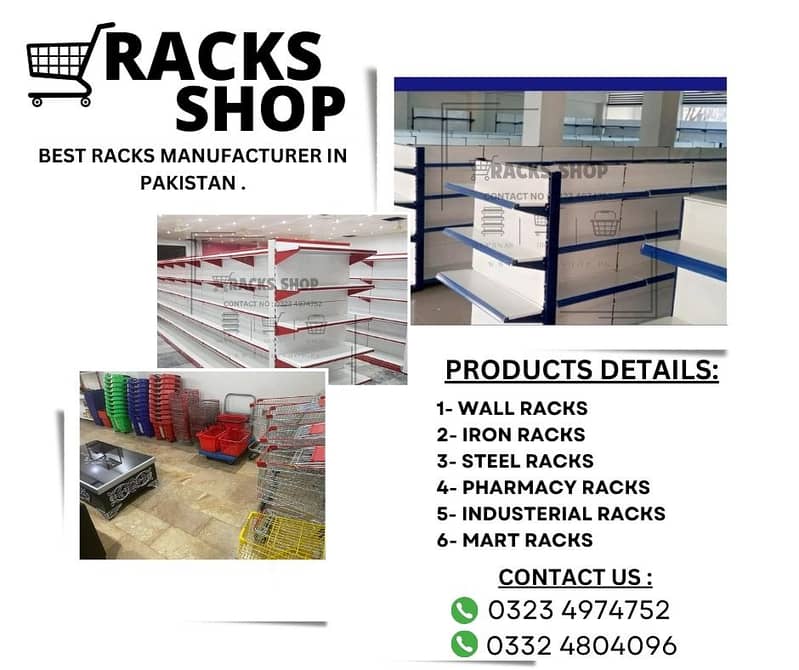 Wall Rack/ Store Rack/ Cash Counter/ Trolleys/ Baskets/ POS 12