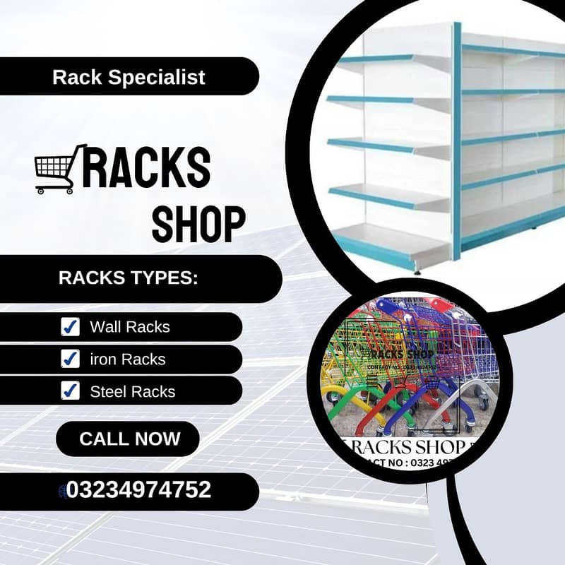 Wall Rack/ Store Rack/ Cash Counter/ Trolleys/ Baskets/ POS 13