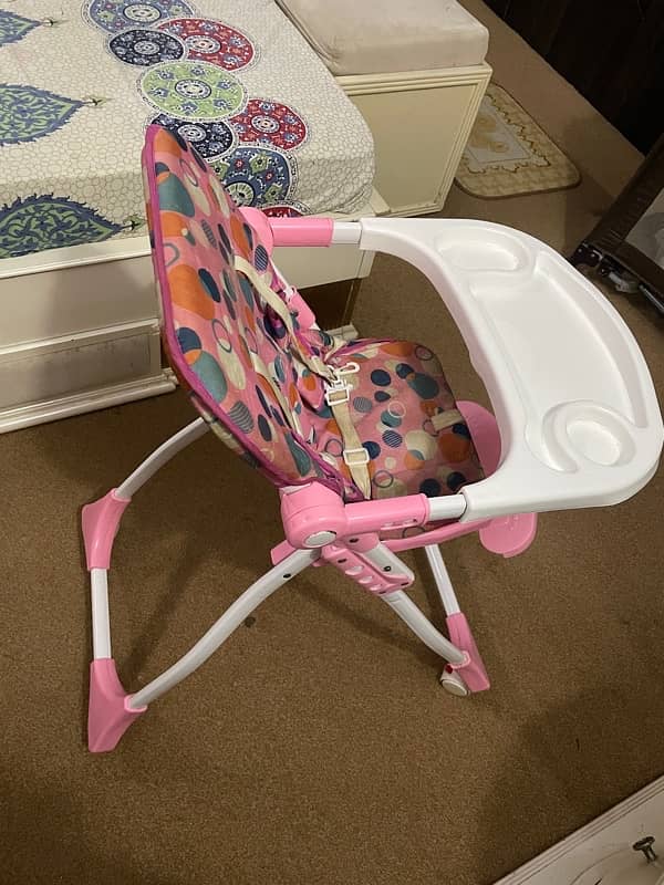 Baby High Chair Adjustable Baby Highchair with Table and Wheel 1