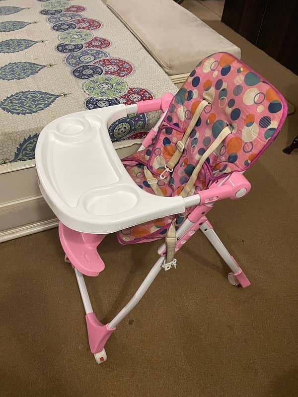 Baby High Chair Adjustable Baby Highchair with Table and Wheel 2