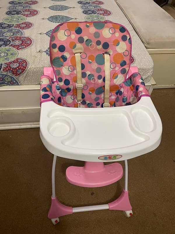 Baby High Chair Adjustable Baby Highchair with Table and Wheel 6