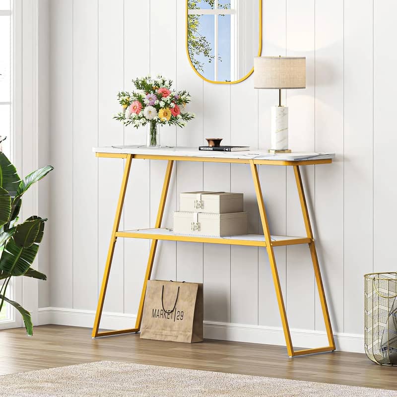 Entryway Console Table for Living Room,Wood & Metal Frame, Side table 1