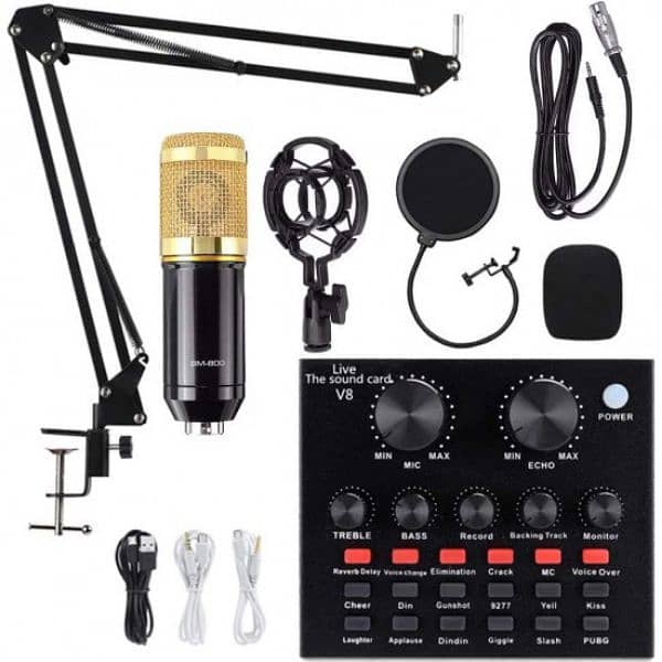 microphone set and singing live sound card 4