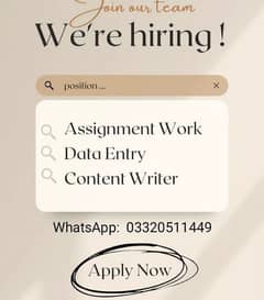 part time job available, online earning, home work, assignment work