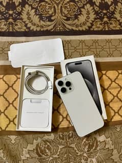 iPhone 15 pro max factory unlocked white titanium