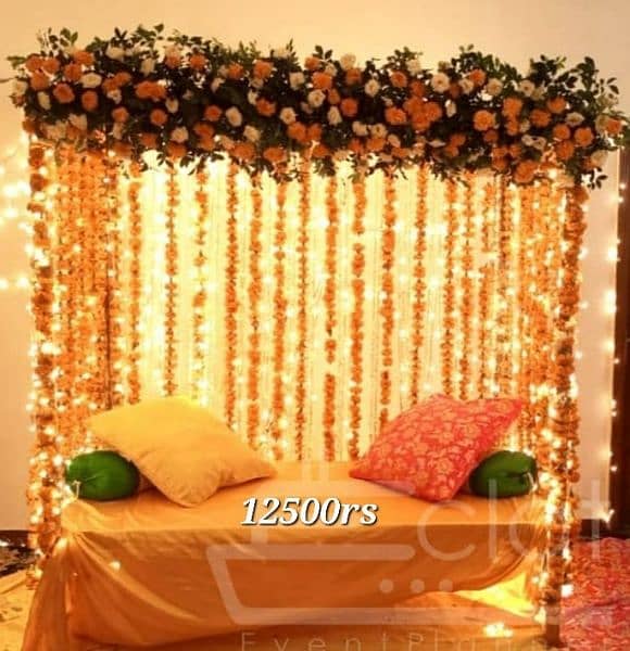 Stage decoration,  fresh & artificial flower, Wedding mehdi , mayyon 12