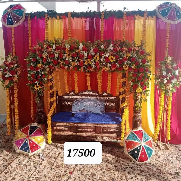 Stage decoration,  fresh & artificial flower, Wedding mehdi , mayyon 15