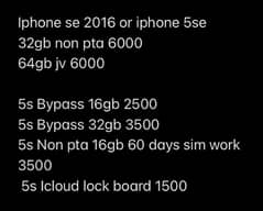 Iphone 5s 5se se 2016 board non pta and bypass board 03224542164