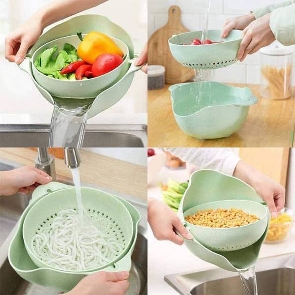 usefull bowl for kitchen double-layer vegetable washing bowl 2