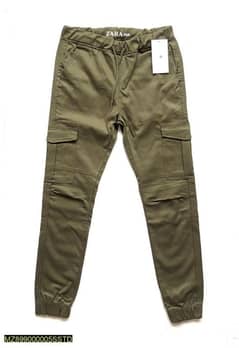 1pc men cotton plain cargo trouser with 6 pockets