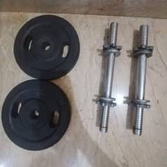 Adjustable dumbbell rods with rubber coated plates