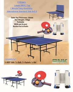 Table Tennis Table with rackets and balls