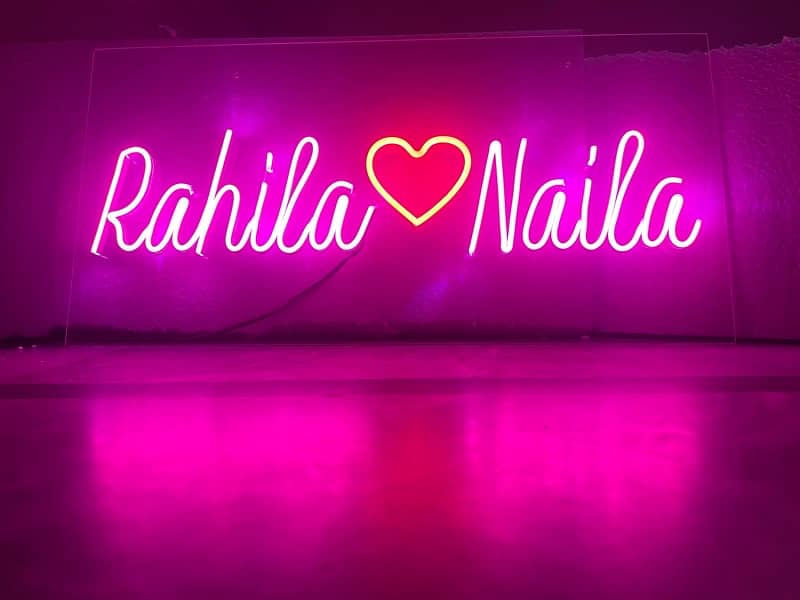 Neon Lights|Neon Sign|Couple Name|Wedding Sign|Love Sign| Sign Board 1