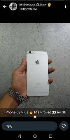 IPhone 6splus 64gb pta proved pnal bettery change Lakin acha Wali ha