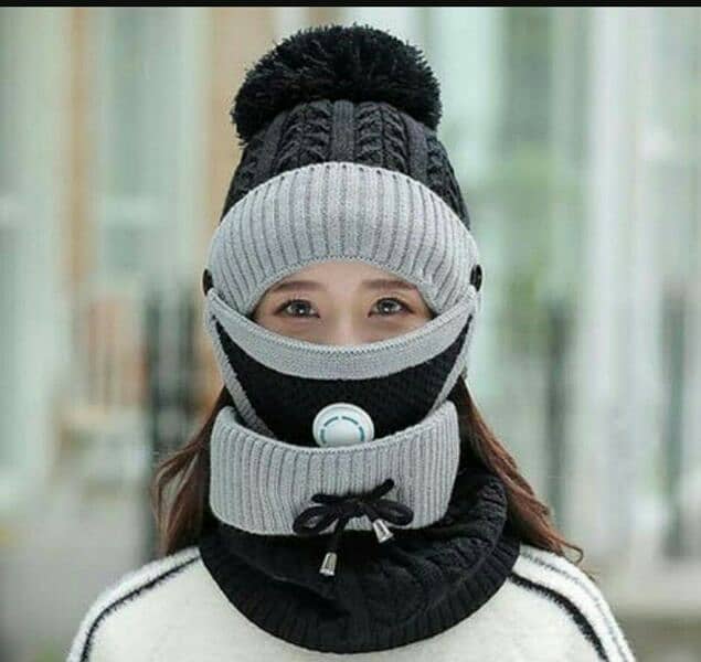 Wool Beanie, Neck Warmer & Mask 1