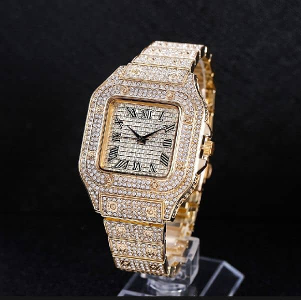 Luxury Hip Hop Men's iced out  Men's Square Dial Digital Watch 2