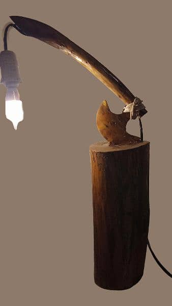 axe design luxury pure wooden bedside lamp 2