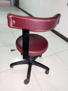 Imported Leather Hydraulic Stool Chair With Back Rest.