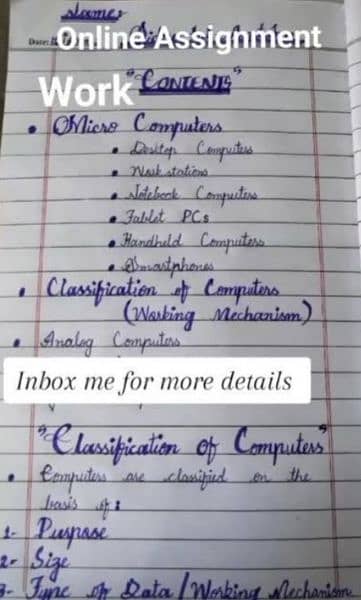 Assignment online MS word or simple handwrite 1