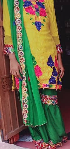 colourfull with embroidery mehndi dress