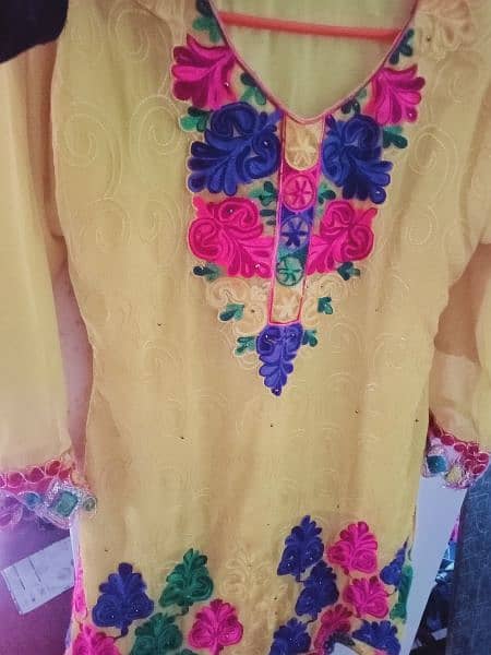 colourfull with embroidery mehndi dress 1