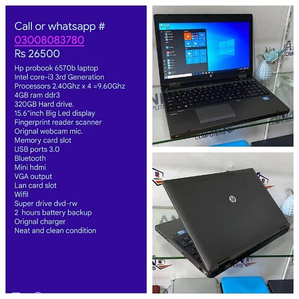 Laptops are available in low prizes contact #  03,00'8O'83'780 16