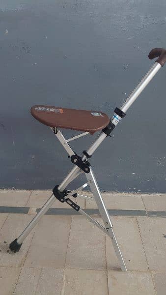 Stick With  Seat Adjustable  Elderly Crutch  Char with stool 2