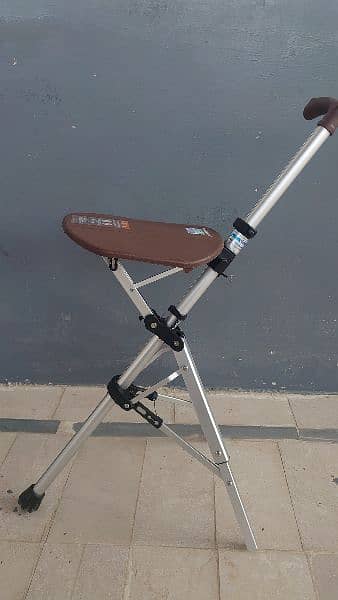 Stick With  Seat Adjustable  Elderly Crutch  Char with stool 3