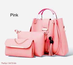 3pcs woman's leather plain hand bag set