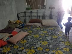 iron double bed with mattress